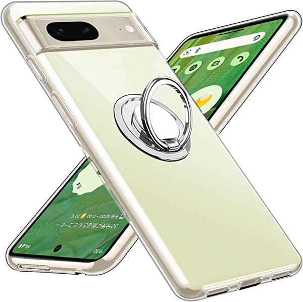 Google Pixel 7 ケース リング付き クリア ピクセル7 透明 リング 全透明 スマホケース 極薄 カバー 衝撃 吸収 柔軟 ストラップホール付き スタンド機能 車載ホルダー 滑り止め 落
