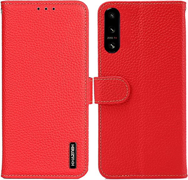 Xperia 5 IV ケース 手帳型 本革 ソニー エクスペリア 5 IV 本革 SO-54C SOG09 カバー 財布型 高級本皮 シュリンクカーフレザー ライチ柄 良い触り心地 サイドマグネット