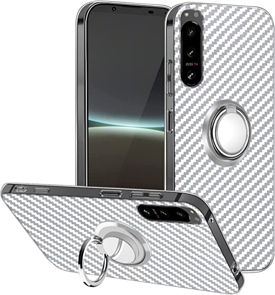 Xperia 5 IV ケース リング付き TPU ソフト 背面 炭素繊維 ストライプのデザイン Xperia 5 IV SO-54C SOG09 耐衝撃 ケース カバー キャンプ アウトドア 野外 