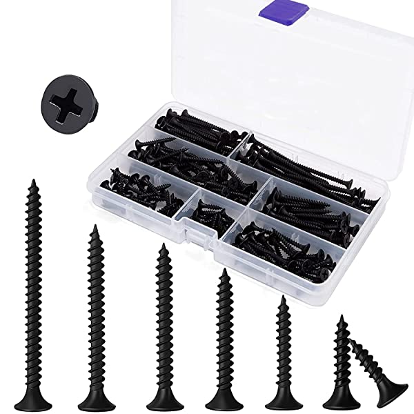 木ネジ 黒 十字穴付皿 7サイズセット 110本入 スクリューネイル ネジ釘 3.5mm x 16 mm/20mm/25mm/30mm/35mm/40mm/50mm 家具補修 DIY 固定 木工用ビス