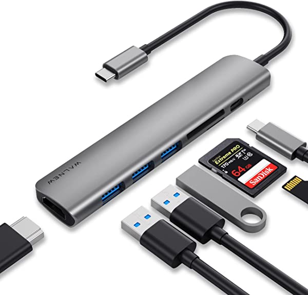 USB C ハブ Mac Book Pro USB-C アダプター 7-in-1 Type-C ハブ 変換アダプター 4K USB C-HDMI出力 100W PD充電 USB3.0ポート ハブ SD