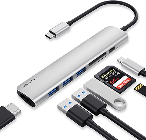 USB C ハブ Mac Book Pro USB-C アダプター 7-in-1 Type-C ハブ 変換アダプター 4K USB C-HDMI出力 100W PD充電 USB3.0ポート ハブ SD