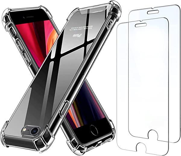 i Phone SE 3/2 ケース アイフォン SE 第3世代2022/第2世代 i Phone7/8 ケース+【2枚セット】 i Phone SE3/SE2/8/7 ガラスフィルム付き 日本旭硝子