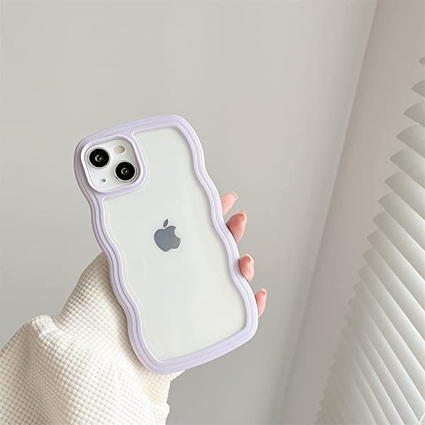 iphone13 ケース 韓国 おしゃれ シンプル 紫 波状エッジ 透明 クリア 2in1 あいふぉん13 ケース iphoneケース 創意 個性 超軽量 薄型 ス