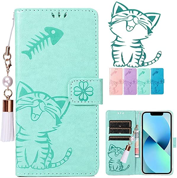 i Phone13 ケース 手帳型 カバー スマホケース 手帳型ケース 財布型 薄型 かわいい 大人 女子 おしゃれ 耐衝撃 icカード レザー 耐衝撃 革 可愛い 透明 クリア ネコ ねこ 猫柄 T