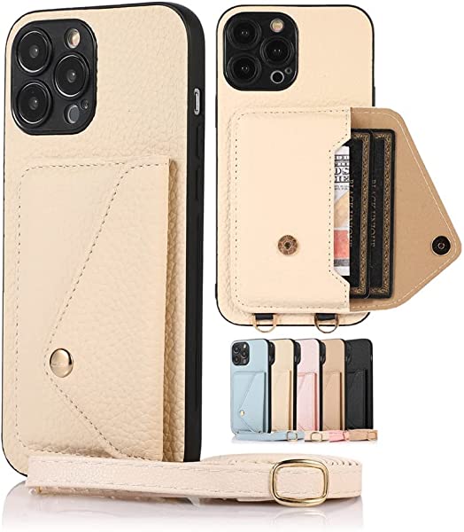 i Phone14 ケース ネック ストラップ スマホケース 肩掛け 斜めがけ ショルダータイプ 首掛け ストラップ 付き ICカード入れ スマホストラップ 大人女子 男子 メンズ 革 耐衝撃 レザー