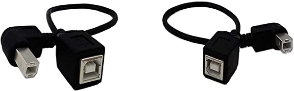 2パック USB 2.0 タイプB プリンタ ケーブル USB 2.0 B オス からメス 左向き+右向き 短い 延長 ケーブル プリンター スキャナー モバイ