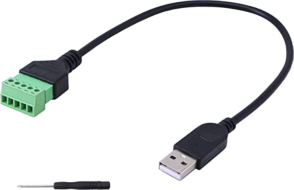 USBタイプA 2.0オス - 5ピンネジ端子メス無はんだ充電およびデータ転送コンバータアダプタ延長コード (USB-A 2.0 M) 送料無料