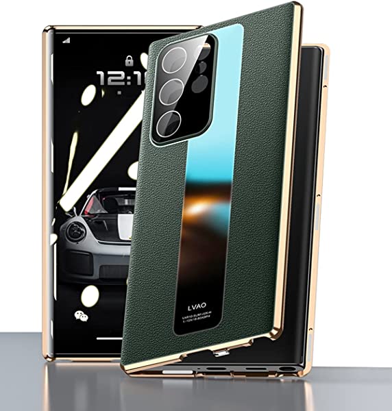 Galaxy S23 Ultra 両面 ケース ガラス レザー ロック付き ギャラクシー S23ウルトラ / SC-52D / SCG20 フルカバー スマホケース アルミ バンパー カメラ保護 36