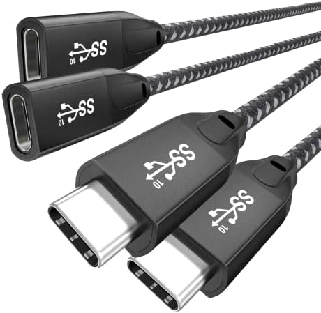 USBC 延長ケーブル 0.3M USB-C 3.1 Gen2 10Gbps高速データ転送 PD 100W急速充電USB C オス-メス 4K映像出力 タイプc延長コード ナイロン編みUSB Type