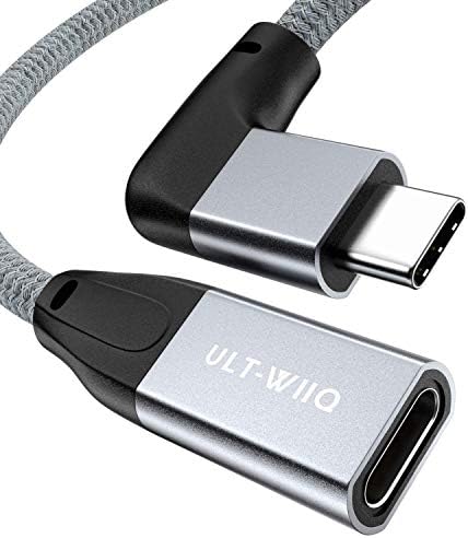 USB Type C 延長ケーブル 0.5m L字直角90度 USB C 3.1 Gen2(10Gbps) オスからメスへ usb-c変換アダプタ 高速データ転送 5A急速充電 USB PD対応 4K