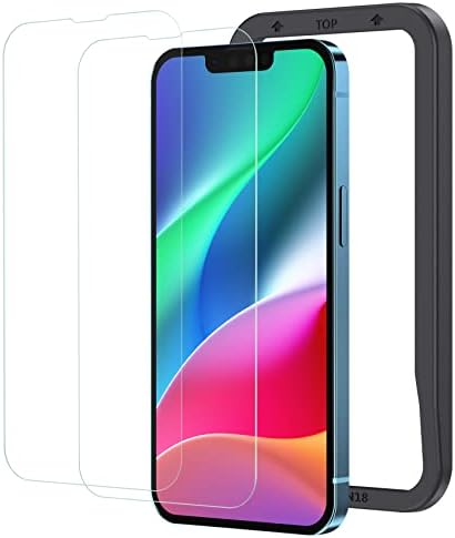 i Phone 13 Pro / i Phone13 液晶 保護 フィルム 強化ガラス 硬度9H 耐衝撃 飛散防止 貼り付け簡単 自動吸着 気泡ゼロ ラウンドエッジ加工 超薄[ガイド枠付き 2枚セット