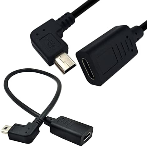 Mini USB オス から USB C メス 変換 延長ケーブル25cmデータ転送 充電用 [2本セット] Type C から Mini 5Pin B 変換ケーブル USB タイプCメス‐ミニBオス