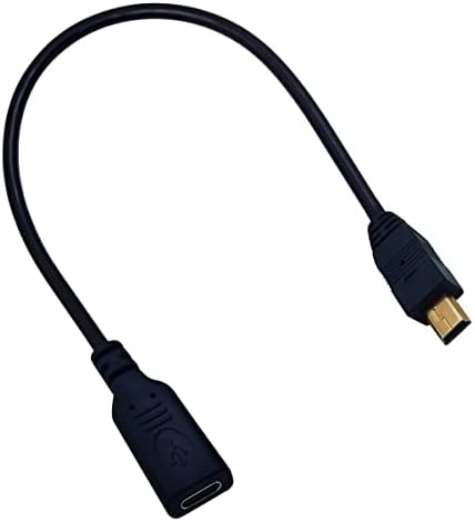 Mini USB to USB Cケーブル USB ミニB からType タイプ C メス 充電とデータ転送 変換 ケーブル25CM Type-Cメス⇒Mini-B 5Pinオス USBケーブル Ty
