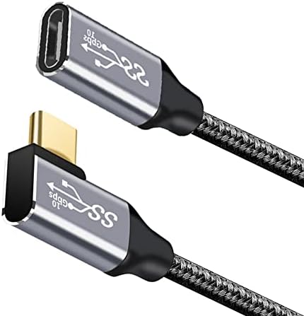 USB type C 延長ケーブル L字 延長コード USB3.1 Gen2(10Gbps) 100W PD急速充電 4K 60HZビデオ伝送 ナイロン編みMac Book Pad Surface S