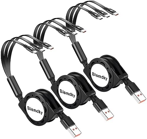 【3パック】 3in1 マルチ USB 巻き取り 充電ケーブル タイプC ポートアダプター付き 3A マルチ充電コードアダプター 高速充電 スマホ タブレット と互換性あり 汎用-3 in1 Type