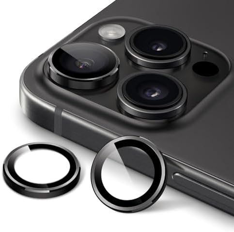 iPhone 15 Pro カメラ レンズ 保護フィルム 9H強化ガラス 個別の金属リングカバー HDクリア for iPhone 15 Pro 6.1インチ/iPhone 15 Pro