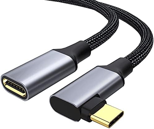 USB type C 延長ケーブル L字型 PD100W急速充電 USB-C 3.1 Gen 2 10Gbps高速データ転送 USB Cオス-USB Cメス 4K@60HZビデオ伝送 タイプc延長コー