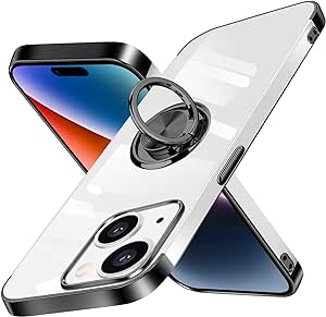 i Phone 15 ケース リング付き クリア 耐衝撃 全面保護 軽量 薄型 スマホケース スタンド機能 車載ホルダー対応 擦り傷防止 滑り止め 落下防止 ストラップホール付き 透明 透明 TPU（