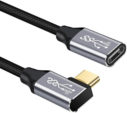 USB type C 延長ケーブル L字 0.25M タイプc 延長コード USB3.1 Gen2(10Gbps) 100W PD急速充電 4K 60HZビデオ伝送 ナイロン編みMac Book Pa