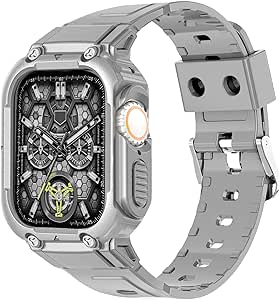 Apple Watch バンド 49mm ベルト 金属 ケース 一体型 Apple Watch Ultra2 Ultra SE2 SE 9 8 7 6 5 4 3 2 1ケース 耐衝撃 耐久性 全面保