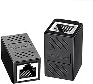RJ45 lanケーブル 中継コネクタ 延長 アダプタ メス-メス LANケーブル用中継アダプタ 延長コネクタ ギガビット 対応 8P8C コンパクト (ブラック2PCS)RJ45 lanケーブル 中