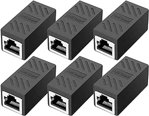 RJ45 lanケーブル 中継コネクタ 延長 アダプタ メス-メス LANケーブル用中継アダプタ 延長コネクタ ギガビット 対応 8P8C コンパクト (ブラック6本セット)RJ45 lanケーブル 