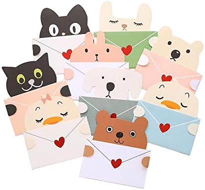 動物 メッセージカード 9種セット アニマル 感謝カード ミニレター ミニカード 誕生日カード お礼 封筒付き 猫/犬/熊/うさぎ/ひよこ かわいい【サイズ】カード：約11.5×10.8cm（閉じた状