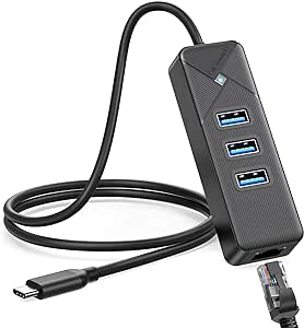4ポートハブ USB LAN 変換アダプター RJ45 ギガビット USB3.0*3拡張 5Gbps高速データ 1000Mbps高速伝送 PC対応 Mac/OS/Windows/Android/L
