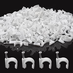 ケーブルステップル 100個セット 6mm/7mm/8mm/10mm 配線止め コード止め 釘止めタイプ ケーブルクリップ コード ケーブル ステップル クランプ ホルダー 固定爪 配線固定 ホワイト