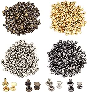 400組 5mm リベット ジーンズ デニム バネホック クラフト ボタン 底鋲 打ち具セット カシメセット 革穴あけ ポンチ DIY 手芸 布革細工 洋服 靴 バッグ ベルト ジーンズ アクセサリー