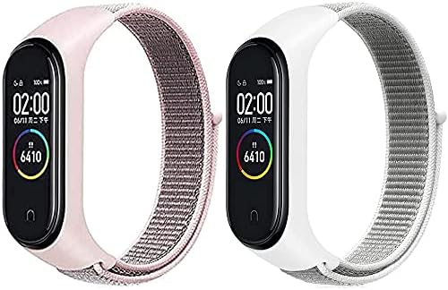 【2本セット】 Xiaomi mi band 6/band 5/band 4 バンド ナイロン 交換用ベルト 軽量 柔らかい 通気性 防水 耐汗性 面ファスナー スポーツバンド 交換バンド 【ピンク/