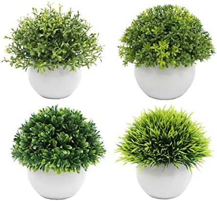 観葉植物 フェイクグリーン まあるい ミニ 鉢植え 4個セット 造花 人工植物 インテリア テーブル 玄関 窓側 リビング 棚 オフィス 飾り 葉っぱ 母の日 父の日 ギフト手軽に緑をお家に取り入れて