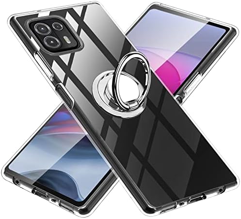 Moto Edge 20 Fusion ケース クリア リング付き TPU Moto Edge 20 Fusion カバー 専用 黄ばみ防止 耐衝撃 薄型 ケース 車載ホルダー対応 滑り止め 落下防止