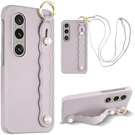 Sony Xperia 1 VI ケース カバー 高級 PU皮革 ヴィーガンレザー 斜めかけ スタンド 斜めかけ 女性 軽量 便利 汗や指紋防止 縄掛 肩掛け ストラップ付き 斜めかけ 長さ調節可能 