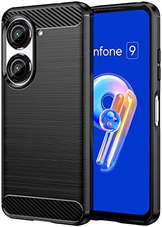 ASUS Zenfone 9 ケース 炭素繊維カバー TPU 指紋防止 滑り止め 薄型 軽量 耐衝撃 簡易脱着 ソフトケース スマホケース Zenfone 10 カバー カラー 黒内槽設計、制振して放