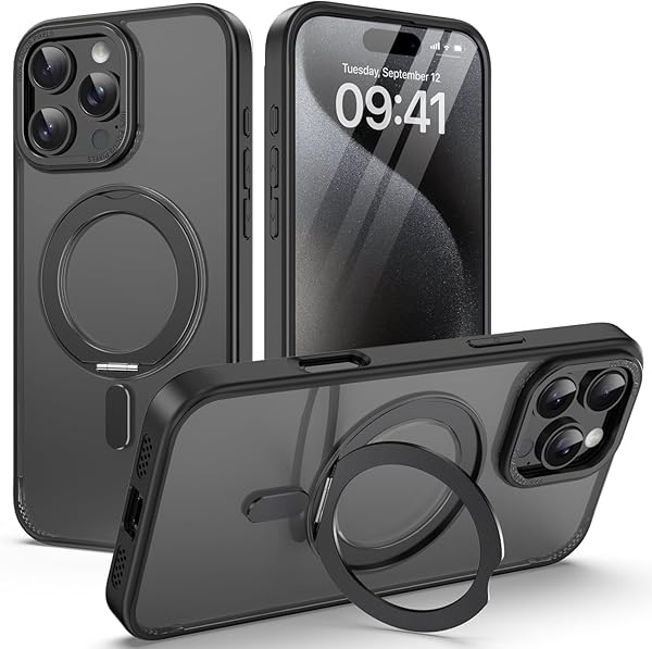 i Phone 16 Pro ケース Magsafe対応 PC TPU 耐衝撃 カメラ保護 ワイヤレス マグセーフ対応 i Phone 16 Proケース 傷に強い背面 磁気ケース ブラック【精密カッ