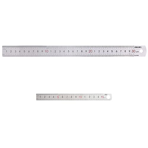 ステンレス直尺 300mm 150mm 2個セット 測定ツール ルーラー 直尺 定規 直線定規 耐食性 耐湿性 耐擦傷性 短距離の描画 ミリメートルとインチの交換表付き (シルバー)【Features