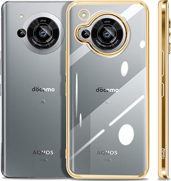 AQUOS R7 ケース クリア 薄型 耐衝撃 SH-52C 透明 カバー 可愛い ソフト ワイヤレス充電 薄型 ファッション 軽量 まばゆい TPU メッキ加工 ソフトケース 人気 保護カバー 金※