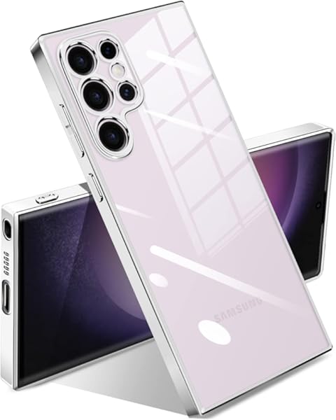 Galaxy S23 Ultra 5G ケース クリア 耐衝撃 ギャラクシーS23 Ultra SC-52D SCG20 カバー 透明 韓国 かわいい メッキ加工 ワイヤレス充電 薄型 ソフト 軽量 