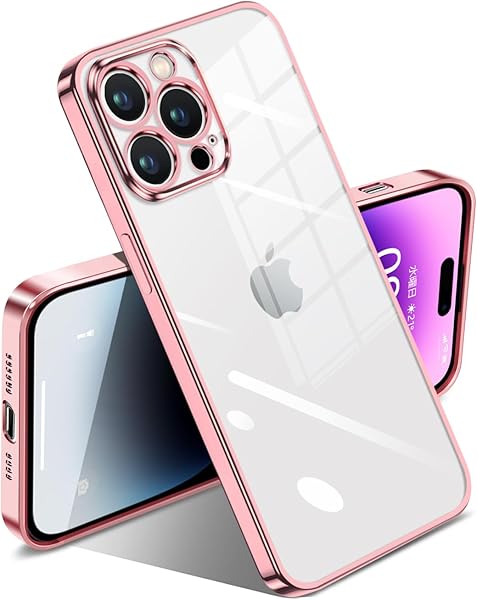 i Phone 14 Pro ケース クリア 耐衝撃 透明 アイフォン14 Pro カバー メッキ加工 変色防止 落下防止 ファッション 薄型 軽量 TPU ソフト ワイヤレス充電 人気 保護カバー 
