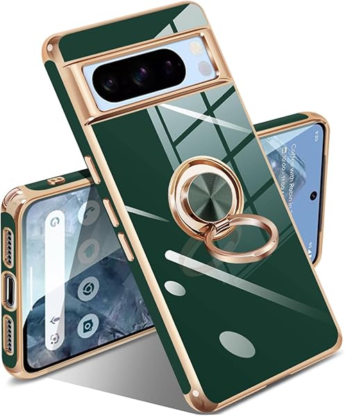 Google Pixel 8 Pro ケース リング付き リング 耐衝撃 ピクセル8Pro カバー メタリック 質感 磁気吸着 スマホカバー TPU 軽量 人気 スタンド機能 車載ホルダー対応 360