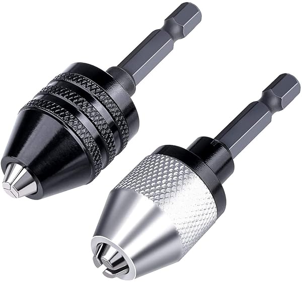 ドリルチャック 2本組 0.3-6.5mm ドリルチャック変換ツール 電気グラインダー用 1/4インチ 六角シャンク クイックチェンジ アダプター コンバーター 電動ドライバー用 キィレスドリルチャッ