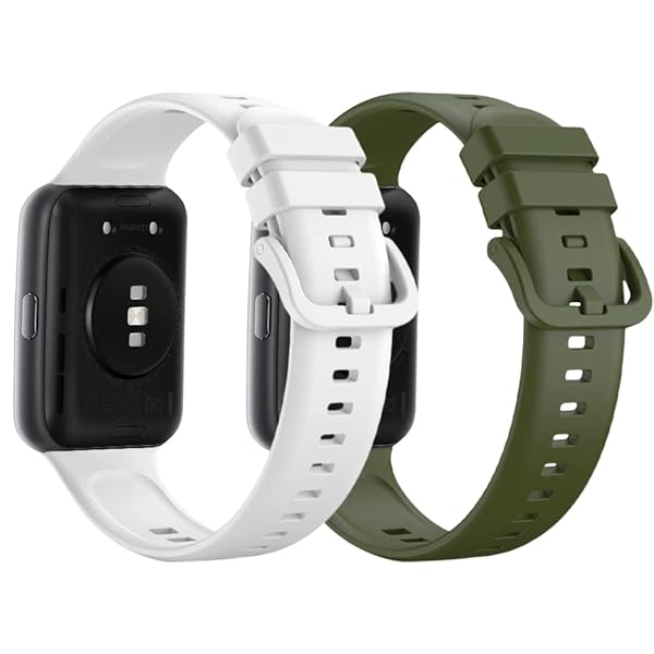 [2本セット] Huawei Watch Fit 2 バンド シリコン スポーツストラップ おしゃれ 柔軟性 防汗 コンパチブル 交換バンド Huawei Watch Fit 2 (グリーン) + (