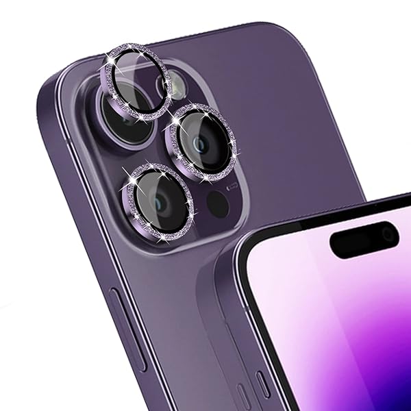 i Phone 14 Pro / i Phone 14 Pro Max レンズカバー カメラフィルム キラキラ アルミニウム合金 + 強化ガラス レンズケース 露出オーバー防止 耐衝撃 高透過率 可愛