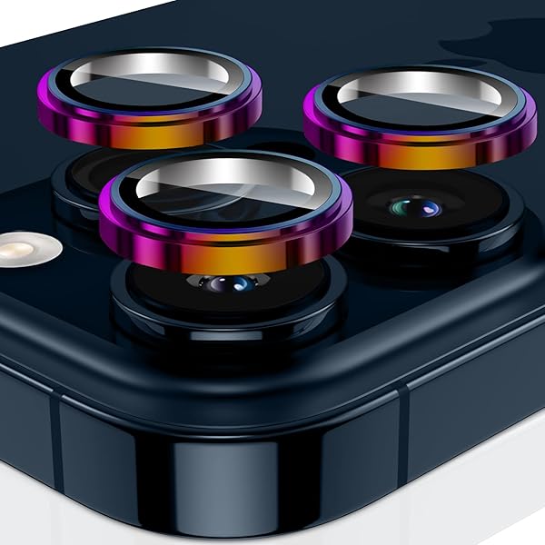 i Phone 15 Pro / i Phone 15 Pro Max レンズカバー カメラフィルム レンズ保護フィルム 強化ガラス+アルミリング ガイド枠付き 9H硬度 二重保護 全面保護 衝撃吸収