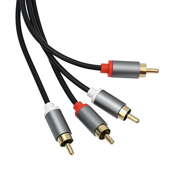 RCA ケーブル 1m オーディオケーブル ステレオオーディオケーブル 2RCA to 2RCA (赤 / 白) 変換 Hi Fi音質 24 Kメッキコネクタ (黒)【操作が便利】：コネクタは赤/白/