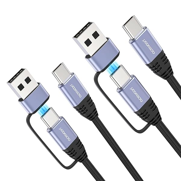 USB C 充電ケーブル 2in1 最大100W 1M 2本セット 5A 急速充電 マルチ Type A+C to Type C 変換 ケーブル 一本多役 多機能充電コード PD QC3.0 ナイロン