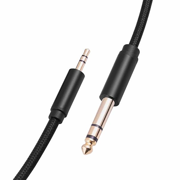 オーディオ 変換ケーブル 1m 3.5 mmミニプラグto 6.35 mm 標準プラグ オス-オス 立体音響ケーブル対応 スマートコンピュータ DVD ホームシアター など【高忠実音質】24 K金メッ