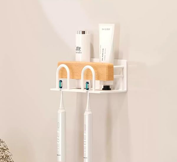 歯ブラシホルダー 電動歯ブラシ スタンド 木製 歯ブラシ立て 電動歯ブラシホルダー バスルーム 浴室収納 2連 ブナの木 歯ブラシホルダー 電動歯ブラシスタンド 木製 歯ブラシ立て 電動歯ブラシホルダ
